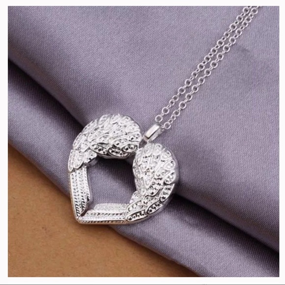 Jewelry - Angel Wing heart sterling silver 925 NEW necklace